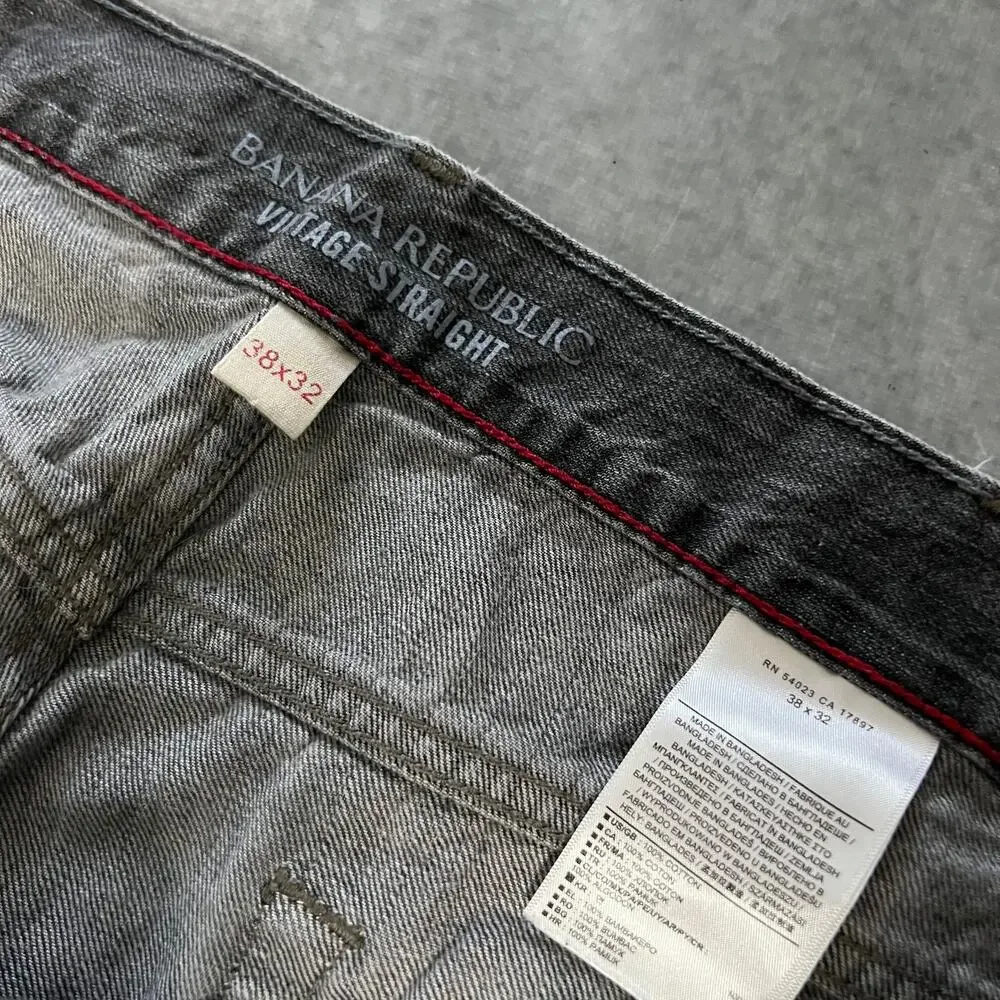 Banana Republic Relaxed Vintage Straight Mens Size 38x32 Jeans Loose Grey Denim